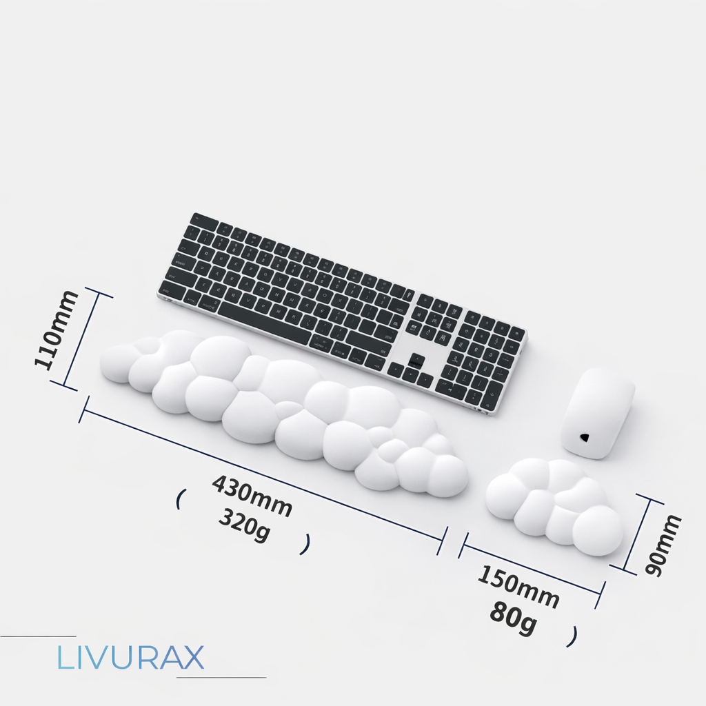 Coussin Repose-Poignet Ergonomique pour Clavier et Souris avec Dimensions Précises pour PC et Laptop