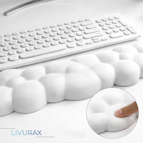 Tapis souris ergonomique repose-poignet souple blanc LIVURAX avec coussin confortable